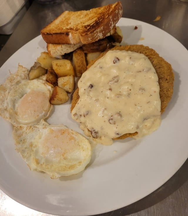 Country Fried Steak & Eggs.